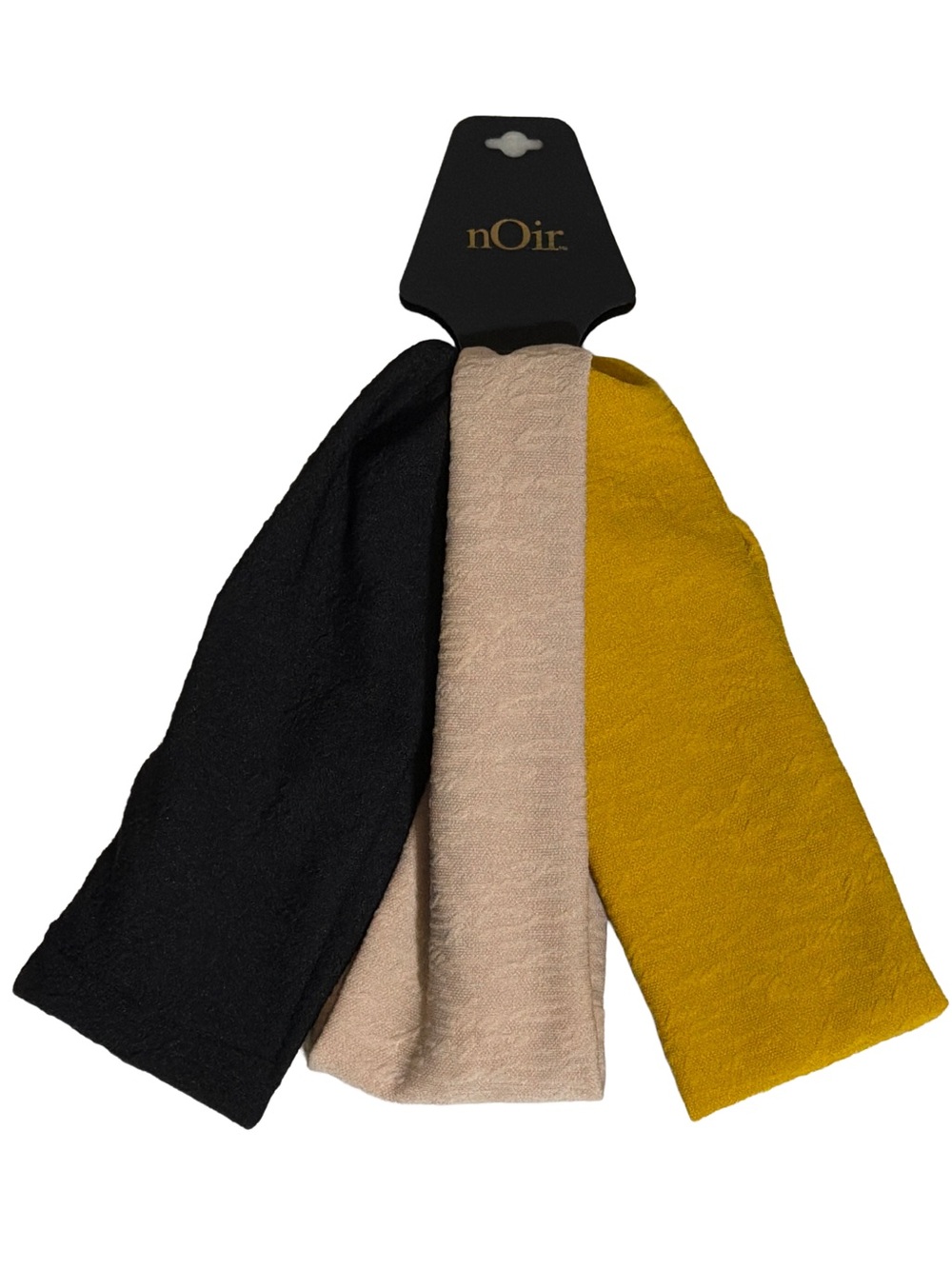 NWT nOir Trio Hair Headband Set - Black, Beige, Mustard, NWT